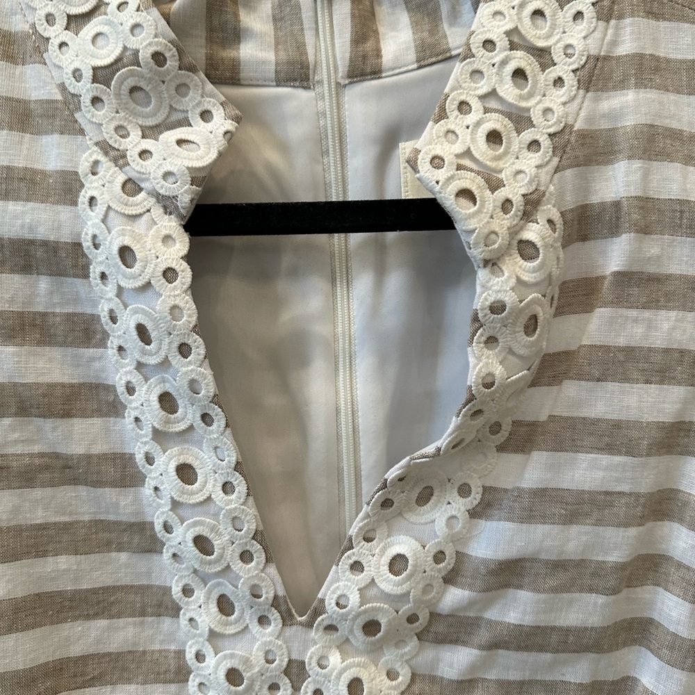 Eliza J tan and white NWT striped dress. Sz 14. - Picture 3 of 5